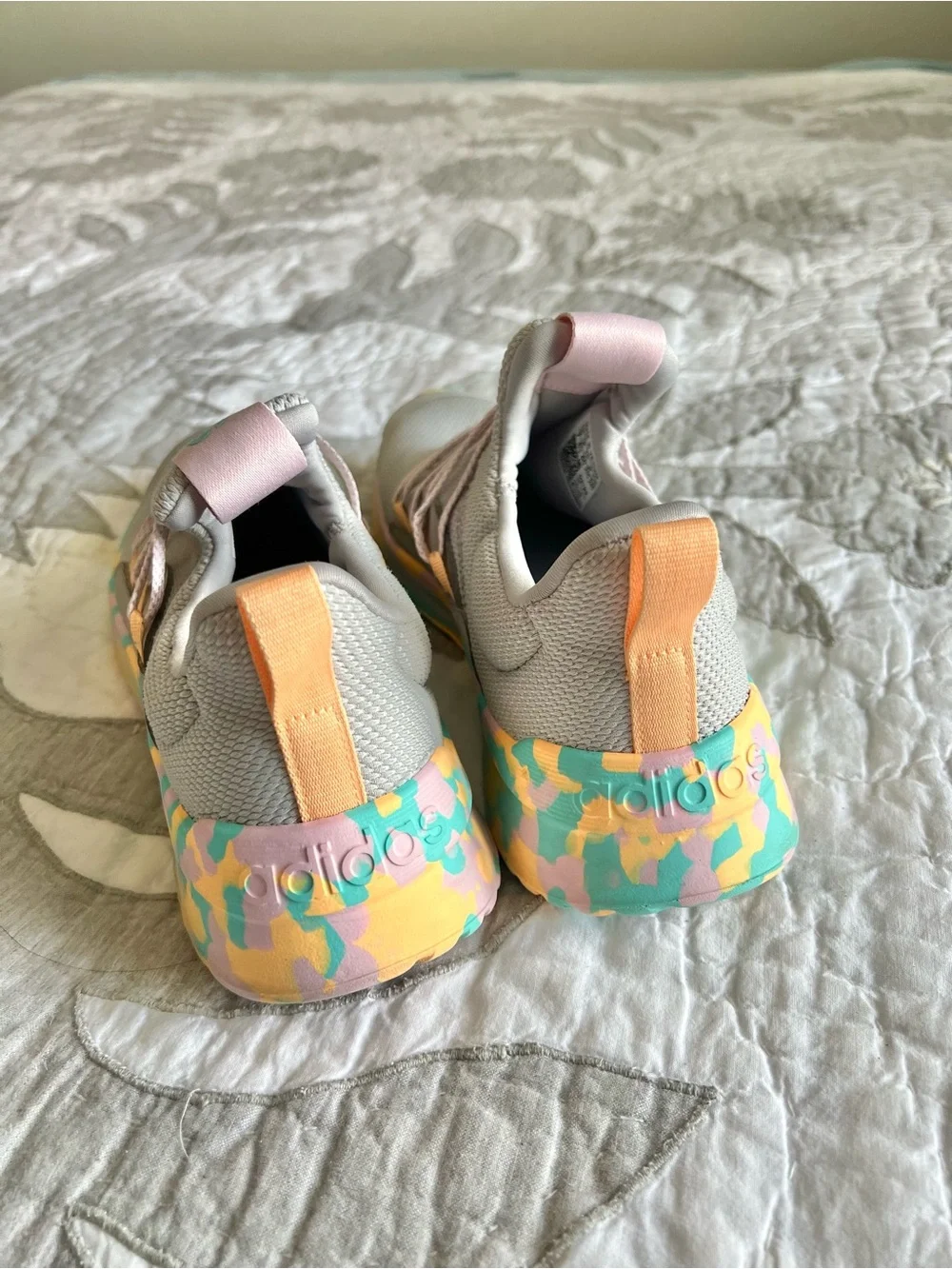 Adidas Lite Racer Adapt 5.0 Sneaker Grey Flash Aqua Camo Women’s 8.5 / Youth 7